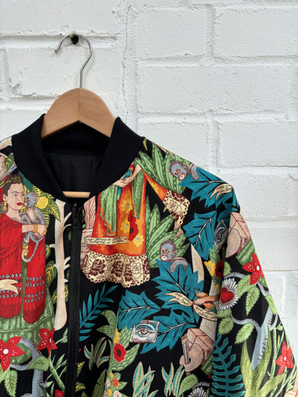 Frida Kahlo/Black Reversible Bomber Jacket