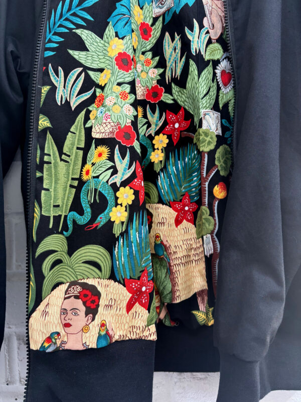 Frida Kahlo/Black Reversible Bomber Jacket